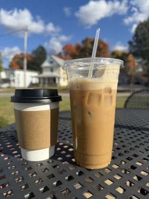 Caramel latte and brown sugar cinnamon shaken espresso