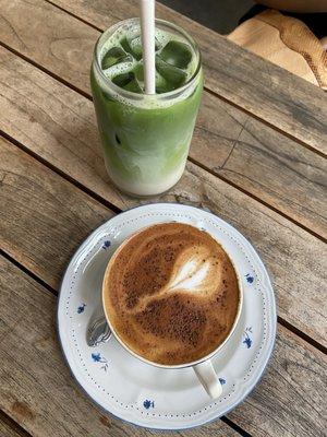 Matcha & centre st's whipped cinnamon honey cappuccino