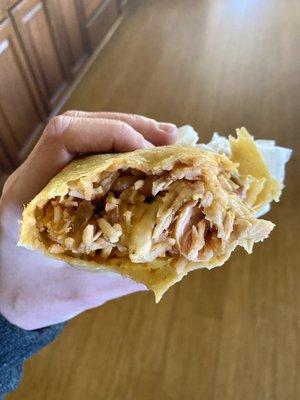 Chicken, beans, rice and cheese burrito