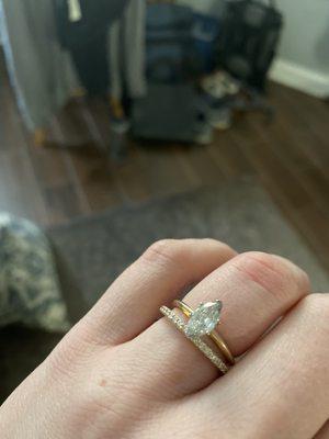 Engagement ring and wedding band