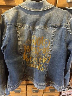 Jean Jacket ( Gently Used ) $30.
We Designed and Printed @ Taylor & McIntyre LLC 
443-931-1621
#yelp
#JeanJacket