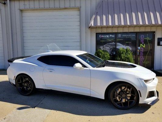 2017 Camaro 
Full Vinyl Wrap... this cars original paint is grey
Ceramic Protected to add lifespan to the vinyl