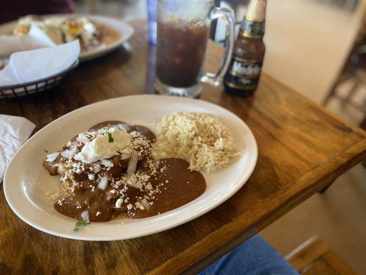 Enfrijoladas y michelada (mouth watering)