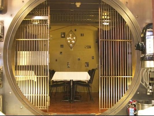 Private vault seating, by reservation.  Seats up to 12 people