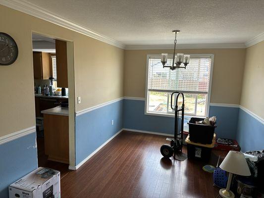 Dining room before with wall