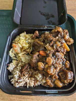 Oxtail with cabbage and rice ( and beans?)