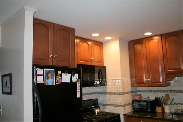 The backsplash we decided on with glass tile accents.