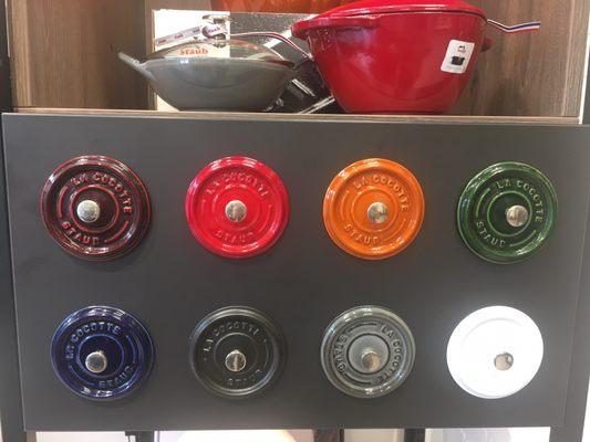 Cast iron pot colors. They have other colors as well. The top red one is a heart shape.