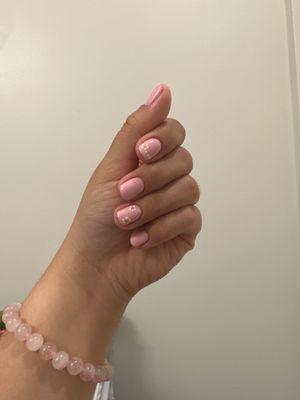 Pink gel manicure w/ flowers design