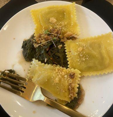 Sweet potato ravioli with spinach