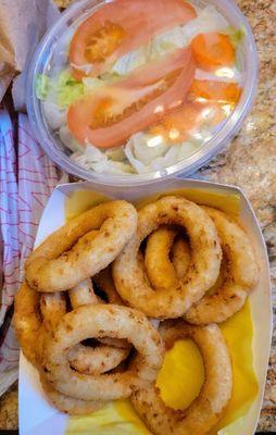 Onion Rings and a salad