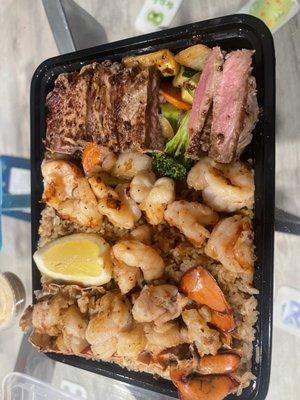 New York steak shrimp and lobster tail