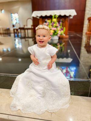 Custom Baptism gown made from grandmothers wedding dress.