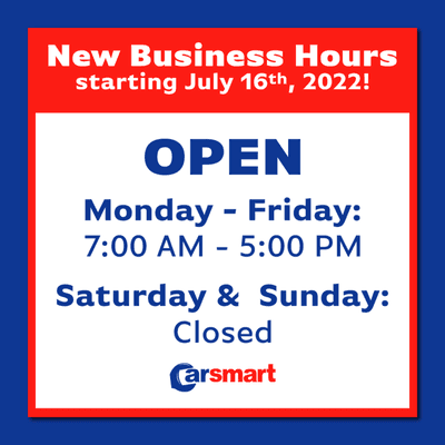 NEW BUSINESS HOURS STARTING JULY 16TH, 2022!