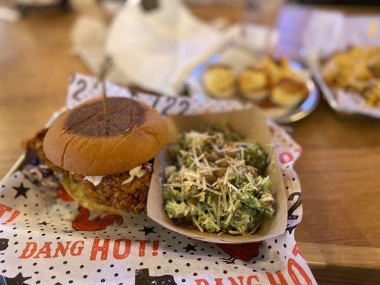 Lil' Chicken Sandwich and broccoli salad