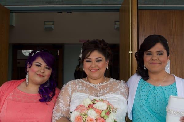 My sister (in the blue) also got her hair and makeup. She looks so pretty