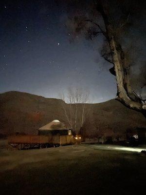 The yurt at night