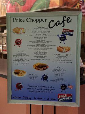 Price Chopper Cafe Menu - delicious eats!