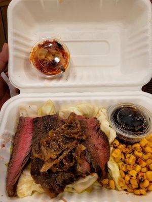 Wagyu plate $18.50 with side of kimchi $1 (top left). Subbed in cabbage instead of rice to make it healthier.