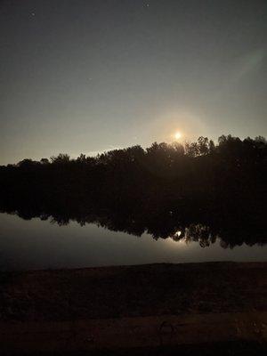 Harvest moon over the lake