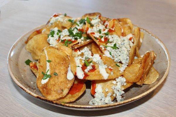 The Buffalo Ranch Kettle Chips were drizzled with Frank's Red Hot, Cracked Pepper, Blue Cheese Crumble, and Ranch.