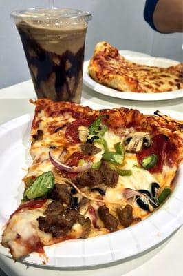 Combo and Cheese Pizza + Mocha Freeze...