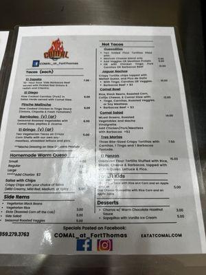 Food menu