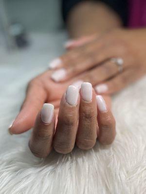 Simple off white Dip powder nails by Sophie