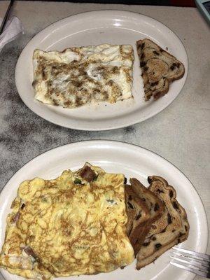 3 egg omelettes and toast