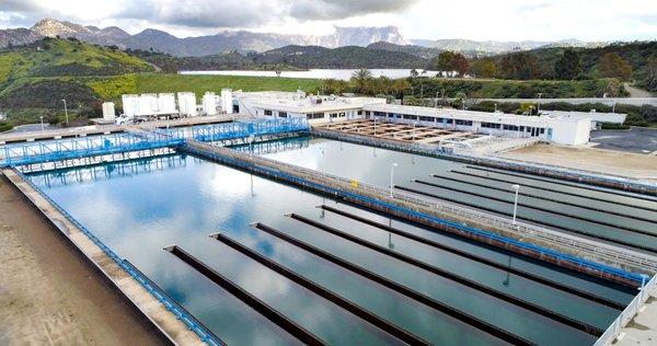 Helix's R.M. Levy Water Treatment Plant with the district's Lake Jennings in the background