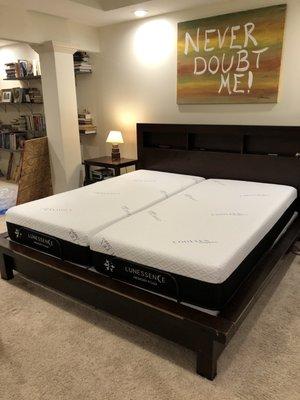 king size Platform bed with split adjustable bases.