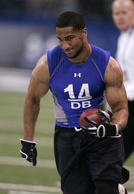 Former USC Trojan and San Diego Charger safety Kevin Ellison showing the NFL Combine scouts he's ready.