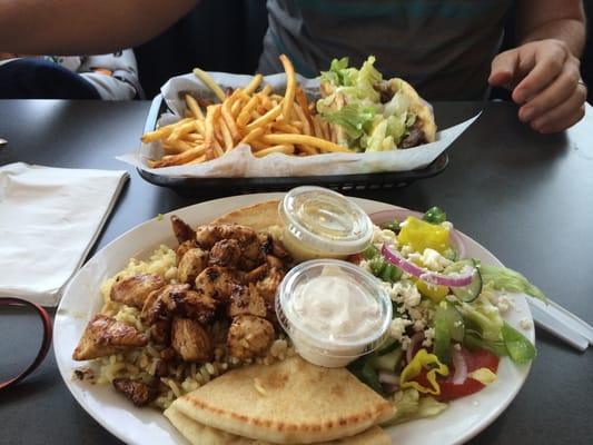 Shish kabob plate and gyro.