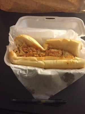 Buffalo chicken cheesesteak, pen for size.