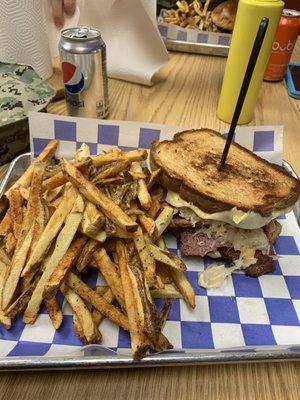 Reuben and French fries.