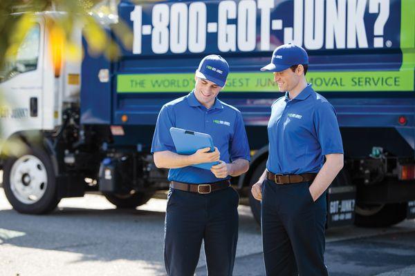 1-800-GOT-JUNK? Truck Team making a price estimate