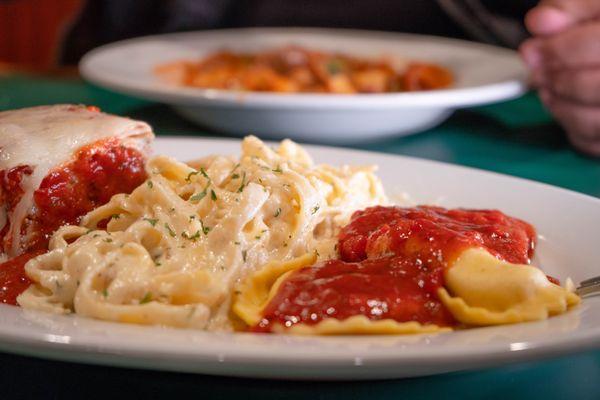 The Tour of Italy- Lasagna, Ravioli and Fettuccini Alfredo.