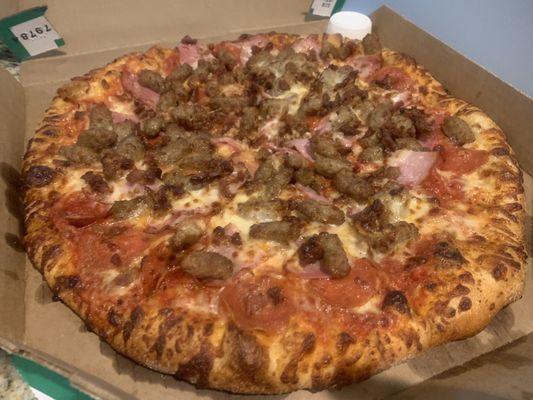 All meat pizza