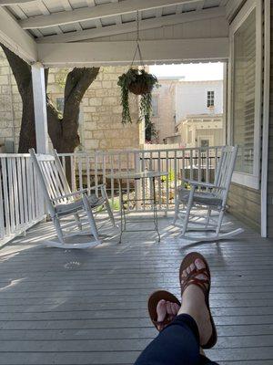 Sitting on the porch swing