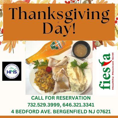 Thanks giving Day Dinner Special. Call and reserve.