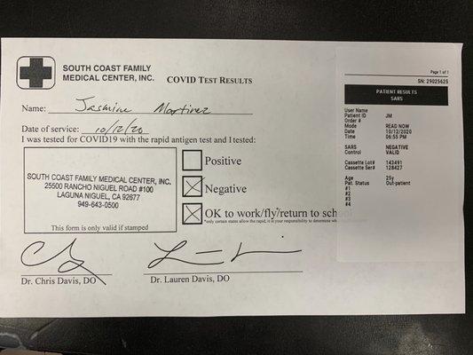 Got results at 6:55pm