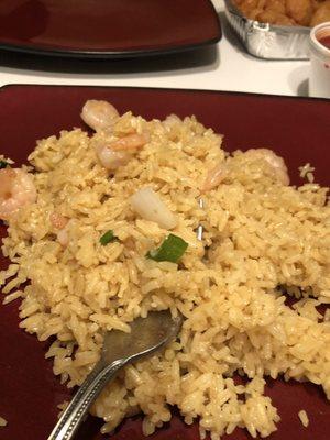 Shrimp fried rice! No color! Fishy smell