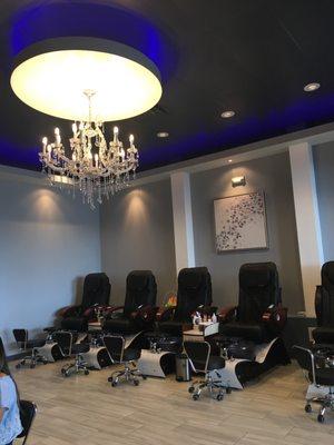 Inside the pedicure room- so beautiful! Very clean.. and the brand new pedi chairs are heavenly.