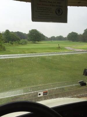 Played two holes, dry, and got soaked the last 7!!