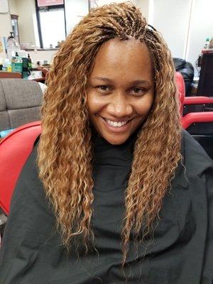 micro tree braids with human hair ripple weave 18'' long