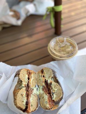 Bagel and iced latte