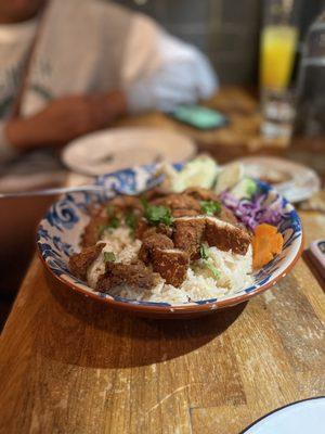 Crispy Chicken Over Ginger Rice