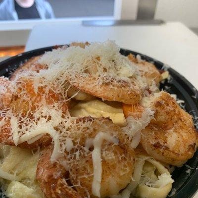 Fettuccine Alfredo with shrimp