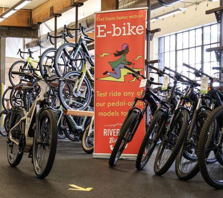 Test ride e-bikes inside and outside with our knowledgeable staff! We have one of Portland's largest selections that ranges from city to tra