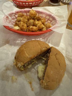 Double cheeseburger & cheese curds